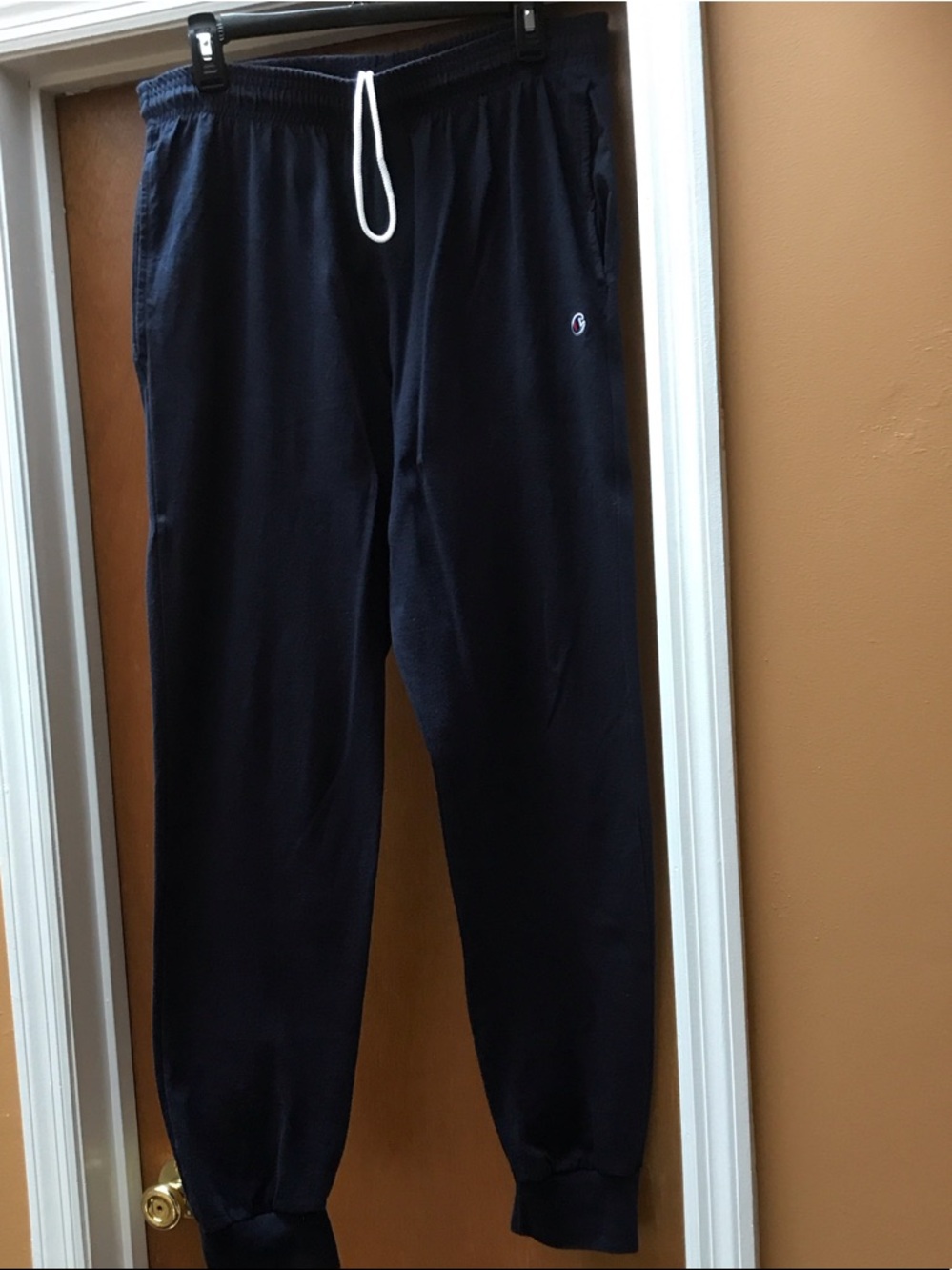 Champion Navy Blue Sweatpants with White Drawstring